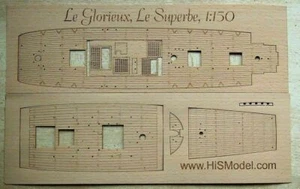 Heller Le Superbe, Le Glorieux 1:150 - laser cut wooden deck for model - Picture 1 of 11