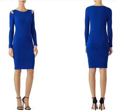 Vestido de manga comprida FUZZI azul royal tule detalhe de recorte no ombro - XS - Coquetel - Imagem 1 de 4