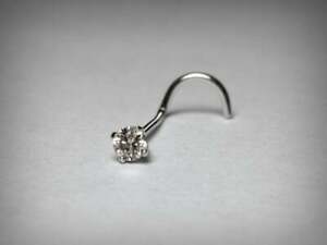 Women's Round Solitaire Diamond Nose Stud Ring Piercing Pin 14k White Gold Over