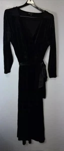 Black Velvet Whimsy Goth Fairy Grunge Long Sleeve V-Neck Maxi Dress Witchy 1X - Picture 1 of 5