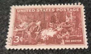 # 949 - 1947 3c The Doctor Sir Luke Fildes’ painting ~ Brown ~ Used Stamp US - Picture 1 of 2