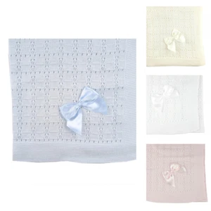 MANTA ENVOLVENTE DE LAZO DE ENCAJE DE ALGODÓN BLANCO UNISEX CHAL BEBÉ TEJIDO RECIÉN NACIDO NIÑAS NIÑOS - Imagen 1 de 9