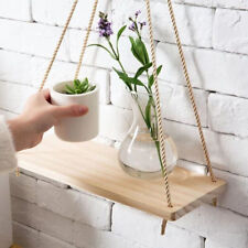 2 Floating Wall Shelves for Plants & Decor - Rope Swing Pots Shelf