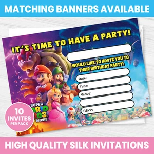 SUPER MARIO BIRTHDAY PARTY INVITATIONS BOY BIRTHDAY INVITES MARIO INVITES - Picture 1 of 1