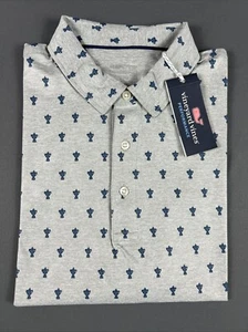Vineyard Vines Golf Shirt Polo Valhalla Cup Print Palmero Large Gray MSRP $110 - Picture 1 of 5