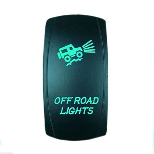 ROCKER SWITCH OFFROAD LIGHTS ON/OFF ATV UTV OFF-ROAD PICKUP GREEN LIGHTED - Picture 1 of 6