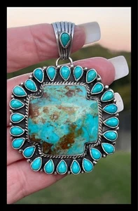 NAVAJO ~ LARGE ~ BLUE KINGMAN TÜRKIS ~ PLUS ~ ANHÄNGER ~ BERNITA BEGAY - Bild 1 von 10