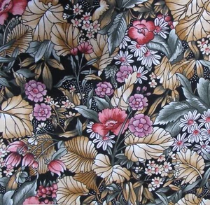 Tela de acolchado de algodón Floral negra colección Alexander Henry de 7/8 yardas - Imagen 1 de 3