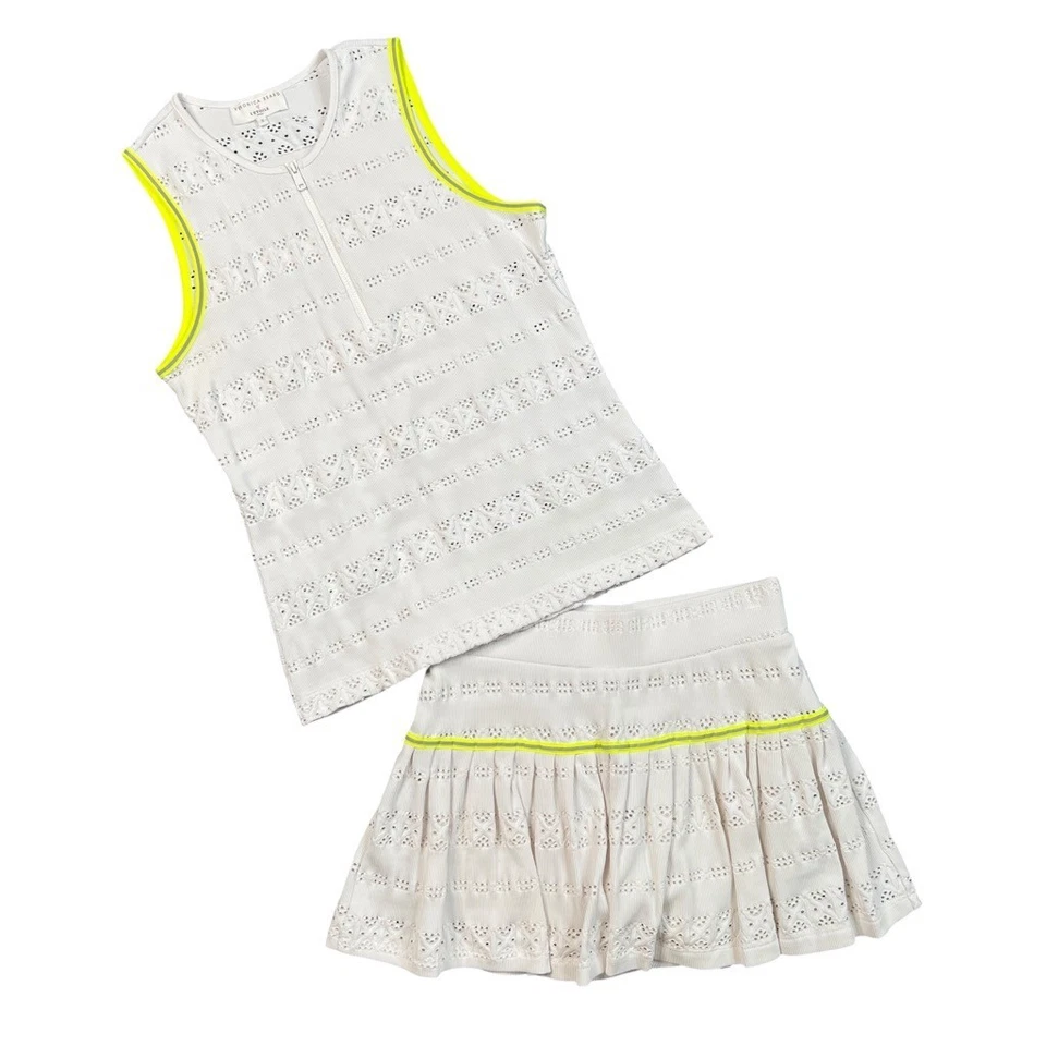 Veronica Barba L'Etoile Conjunto Deportivo Mujer S Pequeña Crema Ojales Camiseta sin Mangas Skort 2 Piezas Foto 1 de 4