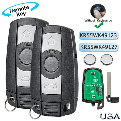 2 New Replacement Entry Car Remote Smart Key For BMW KR55WK49127 3 5 series - Image 1 of 4