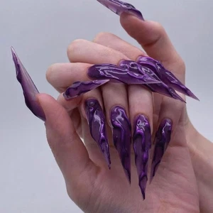 Halloween Artificial Nails Glitters False Nails Long Stilettos Press On Nails - Picture 1 of 8