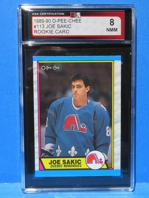 Tarjeta de novato O-Pee-Chee 1989-90 #113, Joe Sakic, Quebec Nordiques, KSA 8 (2343) Foto 1 de 2