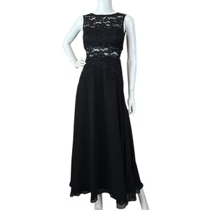 Aidan Mattox Lace Cutout Panel Sheer Long Cocktail Evening Dress Black Size 0 - Bild 1 von 8