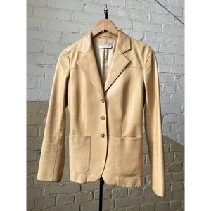 Giacca cappotto vintage PRADA blazer pelle anni 90 Y2K donna IT 40 US 4 linguetta rossa passerella - Foto 1 di 13