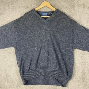 Vintage Pendleton Sweater Men XL Blue Gray Shetland Wool Pullover 90s Heritage - Picture 1 of 12