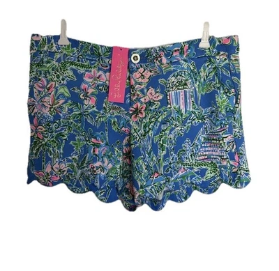 Corto tejido Lilly Pulitzer Buttercup azul boca debajo de las buganvillas talla 12 Foto 1 de 4