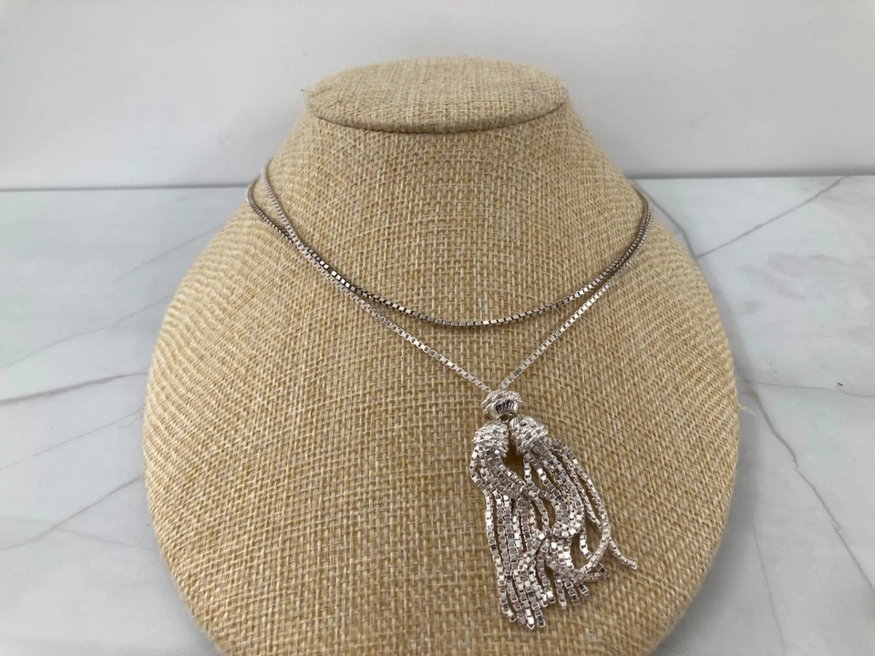 AK Prata Esterlina Caixa Corrente Borla Colar Lariat Atasay Kuyumculuk Turquia 925 - Imagem 1 de 4