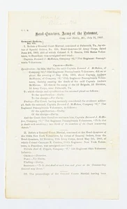 July 16 1863 Gen Orders No 69 - Court Marshall for Murder of Captain, Civil War - Picture 1 of 2