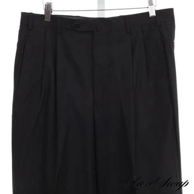 Pantalones vintage Incotex hechos en Italia 100 % cachemir negros plisados con lengüeta lateral 32 #2 Foto 1 de 4