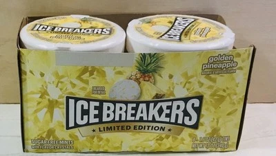 (8-pk) Ice Breakers Limited Edition GOLDEN PINEAPPLE Sugar Free Mints BB 12/25