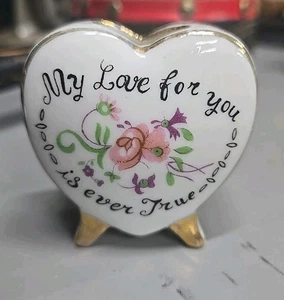 Vintage Enesco Heart Shaped Footed Vase "My Love for you is ever True" - Picture 1 of 4
