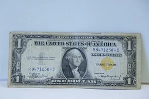 1935-A Yellow Seal $1 Dollar Silver Certificate North African WW2 Issue Fine. - Picture 1 of 2