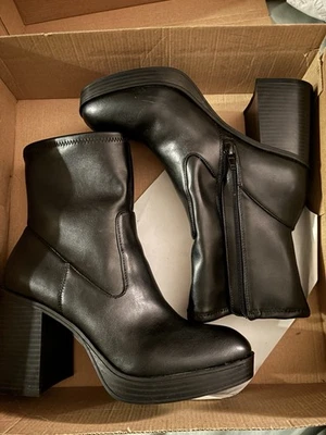 Mujer Talla 8 M Mezcla No.6 Negro Plataforma Botines Grueso Tacón Bloque Cremallera ¡EXCELENTE ESTADO USADO! Foto 1 de 4