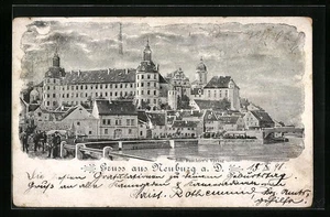 Neuburg a. D., Ortsansicht mit Donaupartie, Ansichtskarte  - Picture 1 of 2