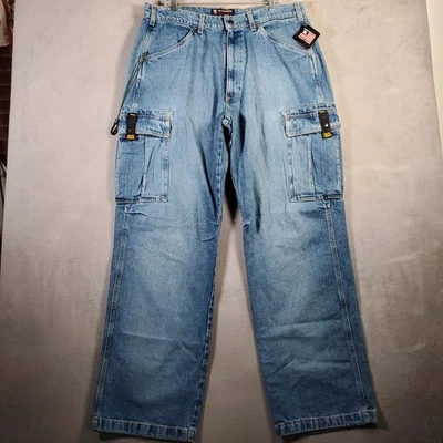 VTG Ralph Lauren Polo Jeans Co Cargo Jeans Mens 36x34 Blue Denim Military NEW - Image 1 of 4