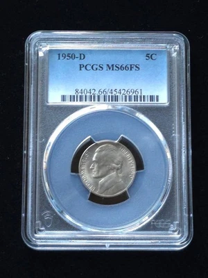 1950-D Jefferson Silver Nickel PCGS Graded MS66FS #45426961 - Image 1 of 4