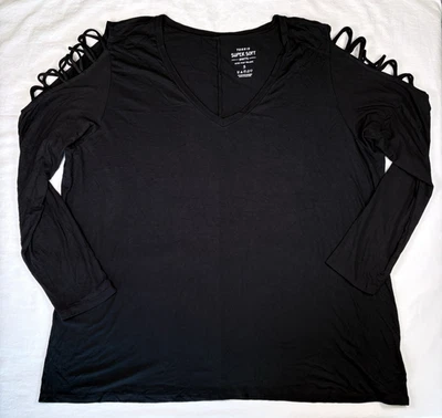 Torrid Súper Suave Cuello en V Negro Encaje Hombro Manga Larga Nuevo con Etiquetas Para Mujer Talla 5 Foto 1 de 4