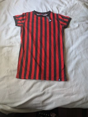 Vestido Sourpuss Negro Rojo Rayas Punk Gótico Camiseta EE. UU. L Algodón Foto 1 de 4