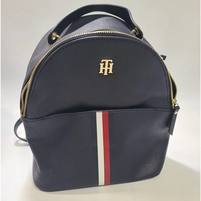 NUEVO CON ETIQUETAS Tommy Hilfiger Signature Mochila a Rayas Americana Bolso de Mano para Mujer Vegano Foto 1 de 4