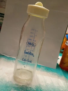 DAVOL : ANTI-COLIC BRAND GLASS BABY BOTTLE 1960'S - 70'S VINTAGE - Picture 1 of 14
