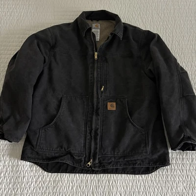 Carhartt Men's sz XL Ridge Field Jacket Coat Sherpa Lined Cotton Duck C61 Black - Image 1 of 4