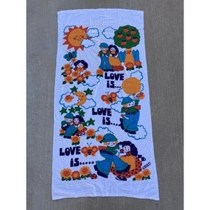 Telo mare hippie vintage anni 70 B&D Groovy da appendere a parete "Love Is" 100% cotone sole - Foto 1 di 10