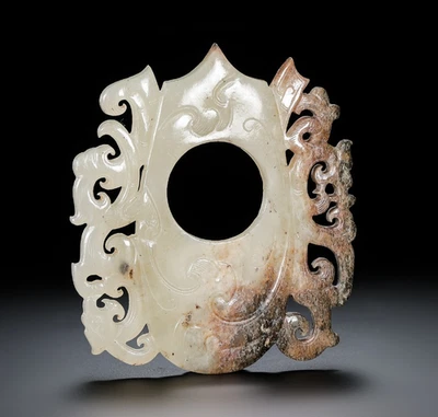 Colgante en forma de corazón antiguo chino de dragón y fénix de la dinastía Han de 6,7 cm Foto 1 de 4