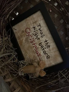 Primitive Handmade Christmas Twas The Night Before Christmas Sampler With Mouse - Picture 1 of 1