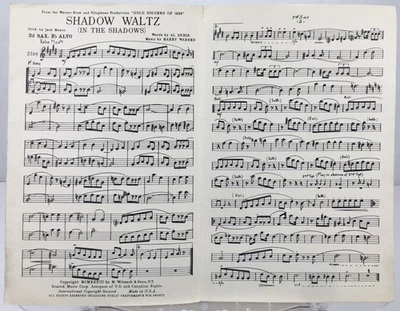 Harry Warren Partituras Shadow Waltz 1933 Jazz Illustrated Cover Saxofón Foto 1 de 4