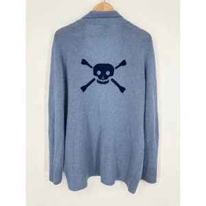 Anthropologie 100% Kaschmir Pullover Two Bees Skull Grafik Long Cardigan, Gr. L - Bild 1 von 9