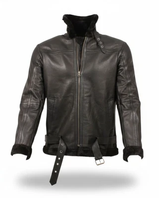 Jaqueta bombardeiro RAF Aviator B3 masculina couro de carneiro real jaqueta piloto voador casaco - Imagem 1 de 4