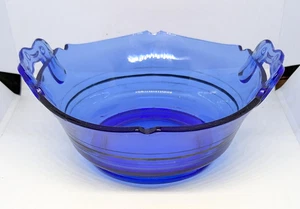 Cuenco vintage de vidrio con mango azul cobalto LE Smith Mt Pleasant años 30 de 6,5" X 6" - Imagen 1 de 5