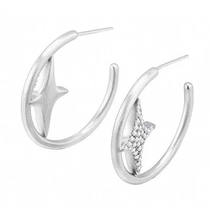 Celestials Theme Copper Earrings Brushed Craftsmanship Fashion Accessory - Picture 1 of 8