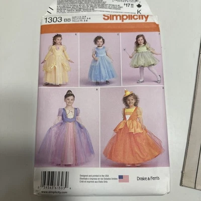 Simplicity Pattern 1303BB Princess Fairy Gown Halloween Costume NEW Sz 6Mo-2 Yr - Image 1 of 4