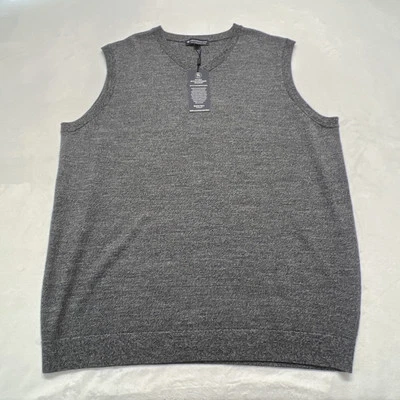 NUEVO CON ETIQUETAS Hart Schaffner Marx Alto Para Hombres XLT Lana Merino Extra Fina Cuello en V Suéter Chaleco Foto 1 de 4