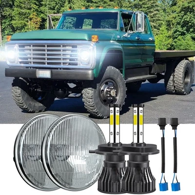 Faros LED redondos de haz alto-bajo DRL de 7" para Ford F600 F700 F7000 1970-1979 Foto 1 de 4