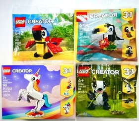 LEGO Creator: (31140) Magical Unicorn, (30472) Parrot, (30641) Panda, (30688)