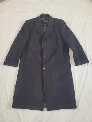 Gabardina negra resistente a la intemperie mezcla de cachemir para hombre 44R tejida con botones en Italia Foto 1 de 4