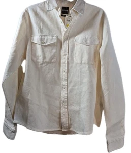 NWT RSQ Men's Oversized Small Cream Waffle Knit Long Sleeve Button Up Shirt PKTS - Picture 1 of 7