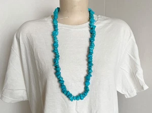 VTG. Heavy Turquoise Stone Chips 32" Necklace 218 Grams - Picture 1 of 4